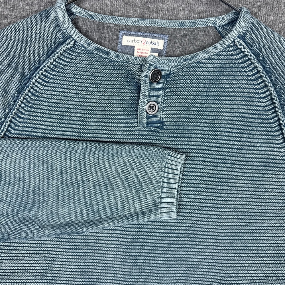 Carbon 2 Cobalt Sweater‎ Mens Medium Waterman Henley Ribbed Heavyweight Pullover